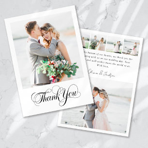 Carte De Remerciements Mariage de calligraphie multi-images moderne