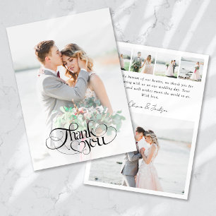 Carte De Remerciements Mariage de calligraphie multi-images moderne