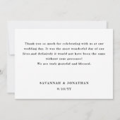 Carte De Remerciements Mariage de calligraphie photo (Dos)