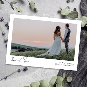 Carte De Remerciements Mariage de calligraphie photo minimaliste 2