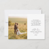 Carte De Remerciements Mariage de calligraphie simple à 2 scripts photo (Dos)