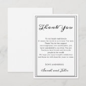 Carte De Remerciements Mariage de calligraphie simple noir et blanc (Devant / Derrière)