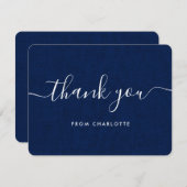 Carte De Remerciements Mariage de campagne bleu marine Fête prénuptiale A (Devant / Derrière)