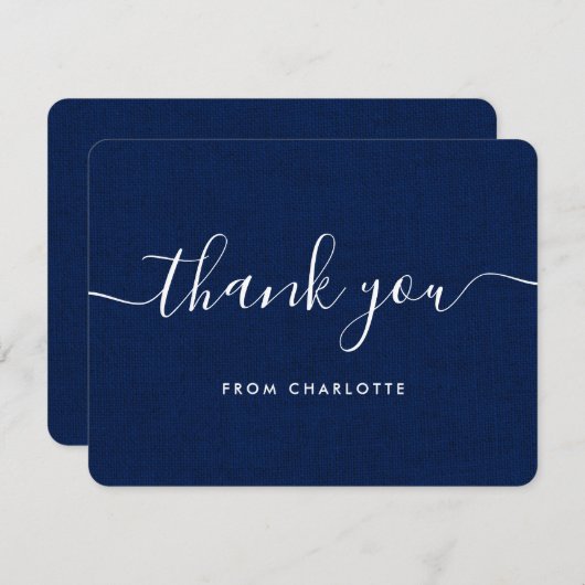 Carte De Remerciements Mariage de campagne bleu marine Fête prénuptiale A (Devant / Derrière)