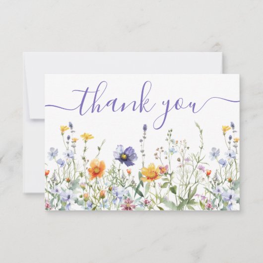 Carte De Remerciements Mariage de champ fleur sauvage (Devant)