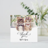 Carte De Remerciements Mariage de chat avec mariée et chambre (Debout devant)