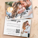 Carte De Remerciements Mariage de code qr photo moderne<br><div class="desc">Merci à vos invités mariages avec ce carte de remerciements photo élégant et élégant. L'avant de cette carte tendance et moderne est personnalisable avec l'une de vos photos de mariage préférées et comprend le libellé "Merci" en caractères de calligraphie noir décoré d'un coeur minuscule, vos noms, et votre date de...</div>