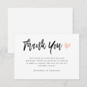 Carte De Remerciements Mariage de coeur lettres main moderne (Devant / Derrière)