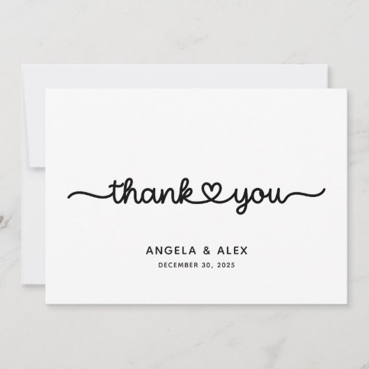 Carte De Remerciements Mariage de coeur mignon (Devant)