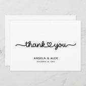 Carte De Remerciements Mariage de coeur mignon (Devant / Derrière)