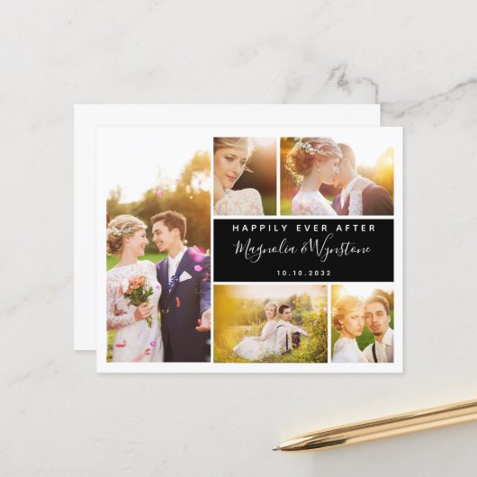 Carte de remerciements Mariage de Collage de photo (Devant/Arrière en situation)