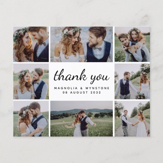 Carte de remerciements Mariage de Collage de photo (Devant)