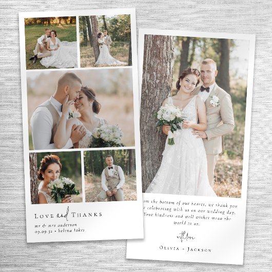 Carte De Remerciements Mariage de collage multiphoto simple et moderne