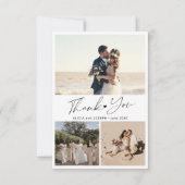 Carte De Remerciements Mariage de collage photo de coeur de script modern (Devant)