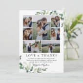 Carte De Remerciements Mariage de Collage photo Eucalyptus (Debout devant)