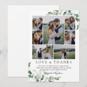 Carte De Remerciements Mariage de Collage photo Eucalyptus (Devant / Derrière)