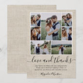 Carte De Remerciements Mariage de collection de photos Burlap (Devant / Derrière)