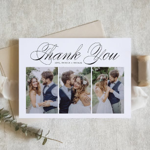 Carte De Remerciements Mariage de collection photo Black Script Three