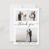 Carte De Remerciements Mariage de collection photo de script chic (Devant)