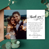 Carte De Remerciements Mariage de collection photo de script moderne