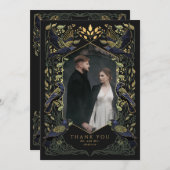 Carte de remerciements Mariage de corbeau vert enc (Devant / Derrière)