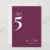 Carte De Remerciements Mariage de couleur de vin classique simple Numéro  (Devant)