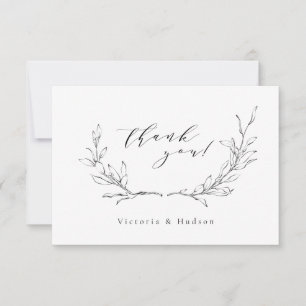Carte De Remerciements Mariage de couronne botanique d'élégance simple