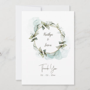 Carte De Remerciements Mariage de couronne rose aquarelle