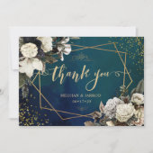 Carte de remerciements Mariage de couronnes d'or f (Devant)