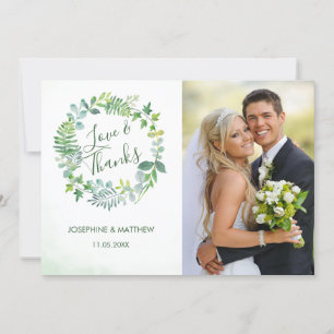 Carte De Remerciements Mariage de couronnes vertes