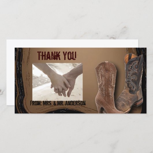 Carte De Remerciements mariage de cowboy rustique de l'ouest (Devant / Derrière)