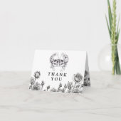 Carte De Remerciements Mariage de crânes floraux gothiques noirs et blanc (Devant)