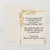 Carte de remerciements Mariage de défilement de fl (Devant / Derrière)