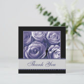 Carte De Remerciements Mariage de dentelle des Roses de Periwinkle (Debout devant)