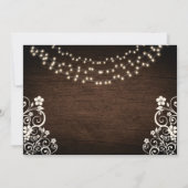 Carte De Remerciements Mariage de dentelle en bois rustique (Dos)