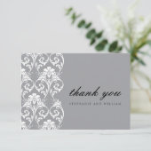 Carte de remerciements Mariage de dentelle gris (Debout devant)