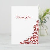 Carte De Remerciements Mariage de dentelle rouge de Crimson classique (Debout devant)