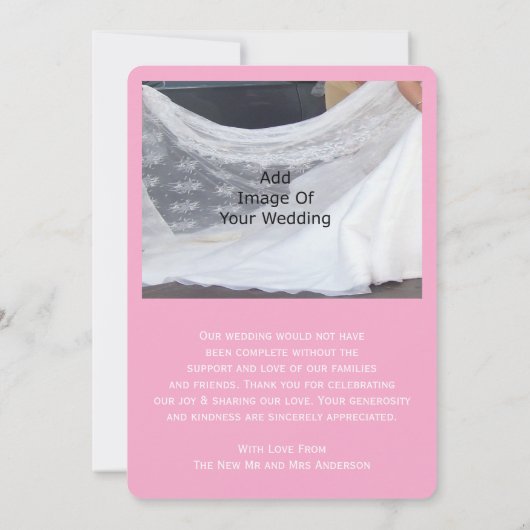 Carte De Remerciements Mariage de design floral rose (Dos)