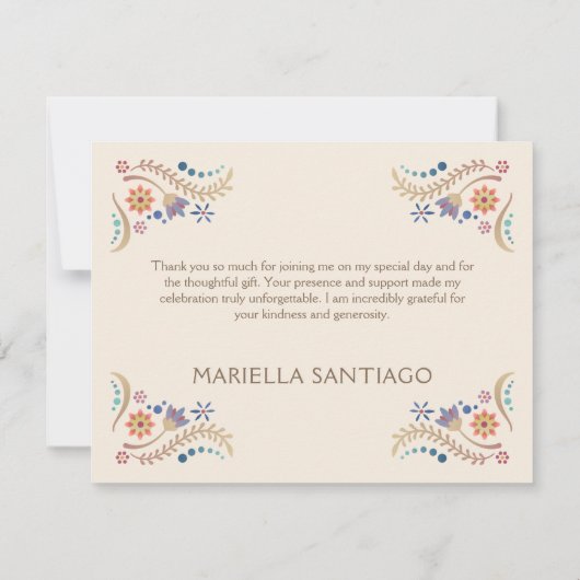 Carte De Remerciements Mariage de douche d'anniversaire Fiesta Boho (Dos)