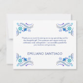 Carte De Remerciements Mariage de douche Fiesta Blue Anniversaire (Dos)