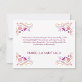 Carte De Remerciements Mariage de douche Fiesta Rose Anniversaire (Dos)