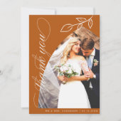 Carte de remerciements Mariage de feuille d'arc or (Devant)