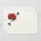 Carte De Remerciements Mariage de feuille de coeur rouge (Dos)