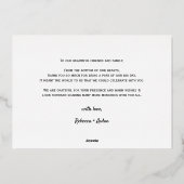 Carte de remerciements mariage de feuille d'or mod (Verso)