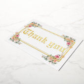 Carte de remerciements mariage de feuille d'or mod (Rotation)