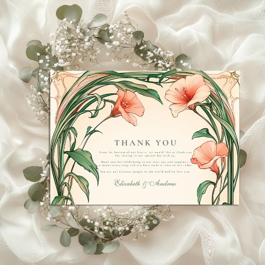 Carte De Remerciements Mariage de fleur de corail