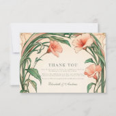 Carte De Remerciements Mariage de fleur de corail (Devant)