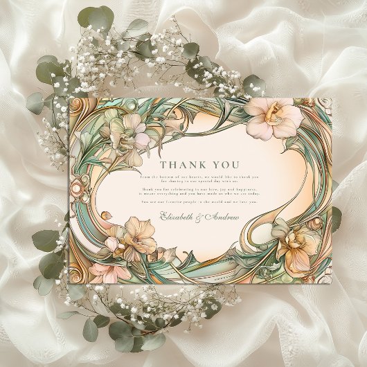 Carte De Remerciements Mariage de fleur de crème de pêche
