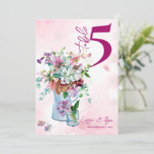 Carte De Remerciements Mariage de Fleur sauvage rose floral rustique (Debout devant)