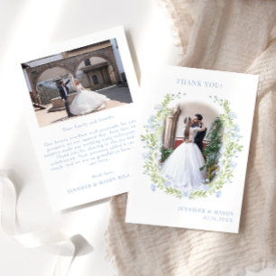 Carte De Remerciements Mariage de fleurs bleu clair